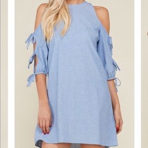 Blue and white striped dress